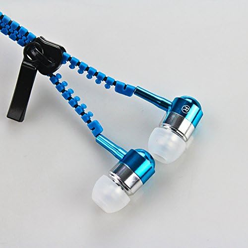 Pivoful Never Tangle Zipper Earbuds Earphone with Microphone for Phone Mp3 or Digital Devices Blue