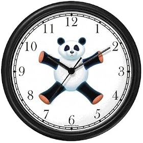 Giant Panda Bear Plush (Sad Face) - Bear - JP Animal Wall Clock by WatchBuddy Timepieces (Slate Blue Frame)