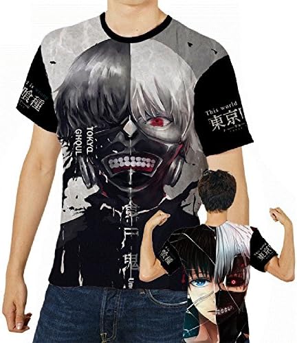 Kmoac Tokyo Ghoul Ken Kaneki T-shirt Short Sleeves Costume-1-XX-Large