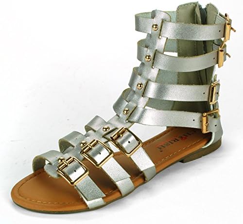 Cherish Shoes Women's Miani Silver Gladiator Sandals 8.5 M US
