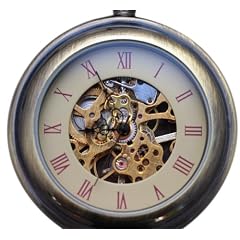 Technik pur! Mechanische Taschenuhr mit hoher Gangreserve (241)mit Einblicken in das Uhrwerk. Inklusive G�rtelkette (UVP 99.90)