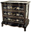 Unique Asian D&eacute;cor - 24" Black Lacquer 3 Drawer Oriental Nightstand End Table