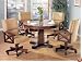 Three-in-One Solid Oak Wood Pool Poker Game Dining Table Chairs set