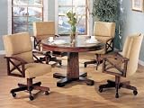 Three-in-One Solid Oak Wood Pool Poker Game Dining Table Chairs set