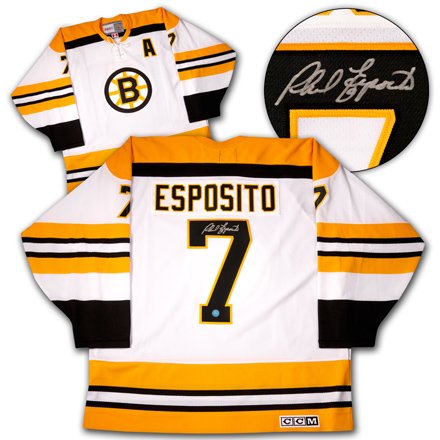 PHIL ESPOSITO Boston Bruins SIGNED 1970s Retro Style Jersey
