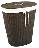 Choclate Rattan Oval Linen Bin/Laundry Basket with Lining & Chrome Frame