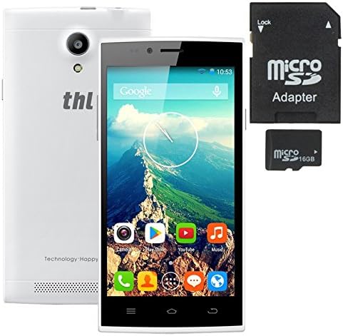 THL T6 Pro 3G Unlocked Smartphone (gift-16GB Card) 5.0 inch Android 4.4 MTK6592M Octa 8 Core 1.4GHz, RAM 1GB ROM 8GB 8MP CAM IPS 1280x720 Screen GPS WCDMA & GSM (White+ 16GB TF Card)