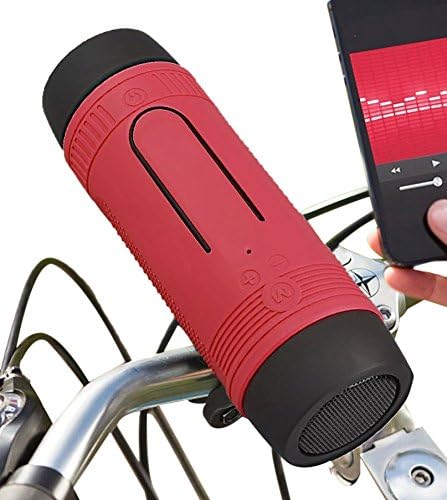 Voscale Outdoor Portable Bicycle Wireless Bluetooth Speaker with 4000 mAh Rechargeable Battery, TF Card Slot, AUX Input, FM Radio & 3 Mode Flashlight - Red