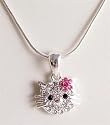 Charming fashion cat diamante pendant on a chain