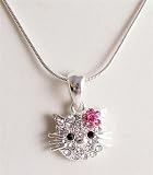 Image of Charming fashion cat diamante pendant on a chain