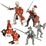 51MoZ3tc7BL. SL160  Papo Red Prince Philip and Knights Set: Prince Philip Red, Prince Philips Horse Red, Paladin With Feather Red, Armored Knight Red, Conquistador And Halbred Red Set