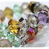 HYBEADS 100per Assorted Top AAA Quality 5040 Assorted Crystal Beads 4mm 6mm 8mm 10mm Faced Glass Beads Crystal Rondelles Bead (6mm)