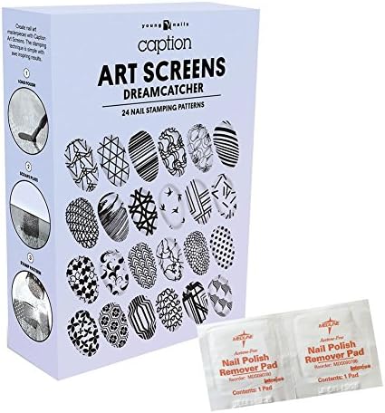 Bundle of Two Items: Caption Nail Polish Dreamcatcher Stamping Kit with Free Nail Polish Remover Pads (2 pads)