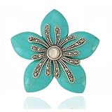 Sterling Silver Marcasite, Mother-of-Pearl and Lab Created Turquoise Flower Pin