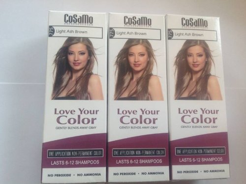 CoSaMo -Love Your Color- Ammonia & Peroxide Free Hair Color #775 Light Ash Brown (Pack of 3)