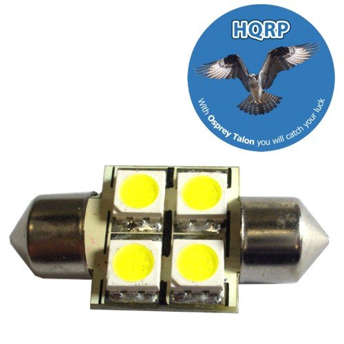 HQRP 31mm Festoon 4 LEDs SMD LED Bulb White for 3021 DE3021 3022 DE3022 3175 DE3175 6428 DE6428 6430 DE6430 Replacement plus HQRP Coaster