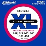 D'Addario EXL170-6 Saitensatz f&uuml;r 6-Saiter B&auml;sse 0,08 cm - 0,33 cm (.032 - .130 Zoll)