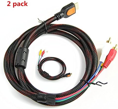 BEEK&amp; 2Pack 5Ft 1.5m HDMI To 3-RCA Video Audio AV Component Converter Adapter Cable For HDTV DVD not for( PS3.PS4)