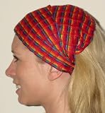 MayaWear Bandana - "Red Hot Salsa" Handwoven 100% Cotton with Elastic Backing Easy to wear
