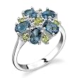 Sterling Silver 3.25 cts Oval London Topaz Round Peridot Ring Size 9