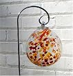 Orange and Red Hand-blown Glass Sun Catcher Gazing Globe with Shepherds Hook (6 inch)