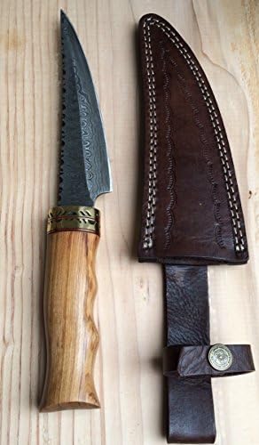 Damascus Knife Custom Handmade - 11 Inches Skinner