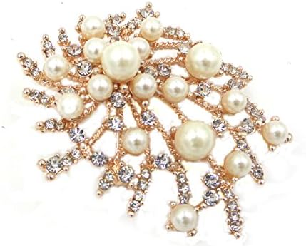 Rose Gold Glass Pearl Brooch Bridal Jewelry Wedding Bouquet Sash Cake DYI Crafts