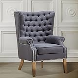 TOV Furniture Abe Linen Wing Loveseat, Beige