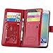 S5 Case, Galaxy S5 Case, Joopapa Galaxy S5 Luxury Fashion Pu Leather Magnet Wallet Credit Card Holder Flip Case Cover with Built-in 9 Card Slots for Samsung Galaxy S5 / Galaxy Sv / Galaxy S5 I9600 (Red)