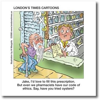 Londons Times Funny Medicine Cartoons - Erectile Dysfunction and the Pharmacist - 6x6 Iron on Heat Transfer for White Material (ht_3431_2)