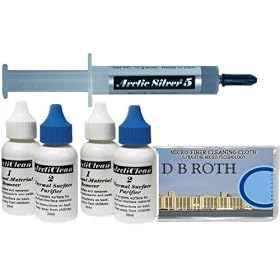 Arctic Silver 5 Thermal Compound 12grams with ArctiClean 120ml Kit (Includes 2 30ml ArctiClean 1 and 2 30ml ArctiClean 2) with Bonus DB Roth Microfiber Cleaning Cloth