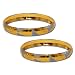 Gold And Rodium Plated Bangle Bracelets Pair Costume Jewelry in Indian-Style 2.5 inches
