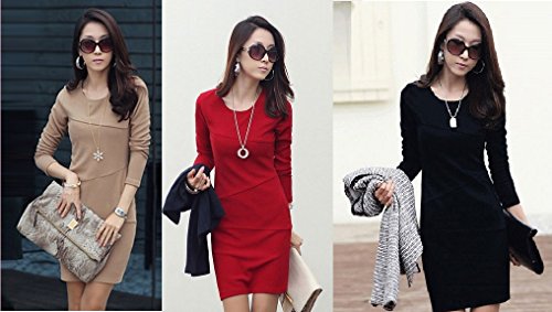 シンプル ワンピース レディース ニット タイト 長袖 OL