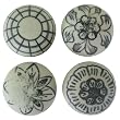 Black and White Antique Look Ceramic Magnets- Set of 4