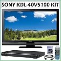 Sony BRAVIA V-Series KDL-40V5100 40-Inch 1080p 120Hz LCD HDTV + DVD Accessory Kit