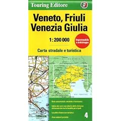 Friaul, Venetien Strassenkarte, Karte, Landkarte, TCI (Touring Club Italiano) Blatt 4, Friaul, Veneto, Friuli, Venezia Giuli / Venetien, Friaul, Julisch Venetien, Venedig, Triest, Padua, 1:200.000, Wasser- und Rei�fest