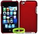 CrazyOnDigital iTouch 4 4G 4th & 5 5G 5th Generation Red Rubberized Plastic 2pc Case and Free Wristband