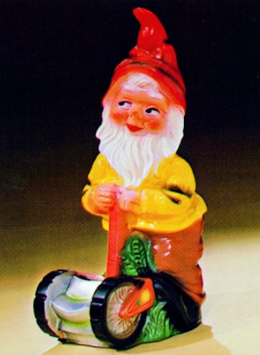 Zwerg mit Rasenmäher, 45 cm, Gartenzwerg, Kunststoff