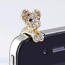 TOOGOO New Crystal Dog Puppy Bear 3.5mm Antidust Anti Dust ear cap for iphone 5, HTC, Samsung
