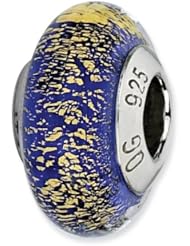 Sterling Silver Reflections Blue/Gold Italian Murano Glass Bead