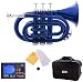 Mendini MPT-BL Lacquer Brass Bb Pocket Trumpet, Blue