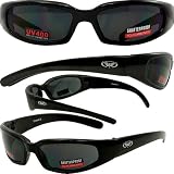 Chicago Foam Padded Smoked Lens Sunglasses - Motorcycle/ATV/Sports Eyewear Matte Black Frame With Shatterproof Polycarbonate Lenses