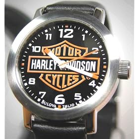 Harley-Davidson® Bulova Womens Watch, Leather strap, Black Dial, Harley® Logo. 76L10