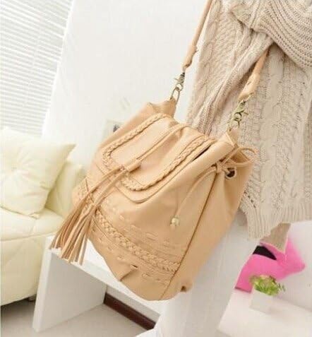Xzqiang Ecosusi New Arrival Tassel satchel women messenger bag school girl korea style women leather handbags Elegant weaving Chain women handbag Khaki