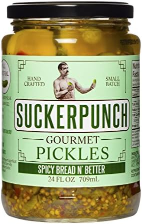 SuckerPunch Spicy Bread N' Better Pickles 24 Ounce, Pack of 12