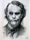 Heath Ledger as Joker from The Dark Knight (2008) Sketch Portrait, Charcoal Graphite Pencil Drawing - Matt Framed (11 x 14) Reproduction