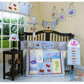 Boutique Brand New GEENNY Dolphin, Sea Animals 13PCS CRIB BEDDING SET