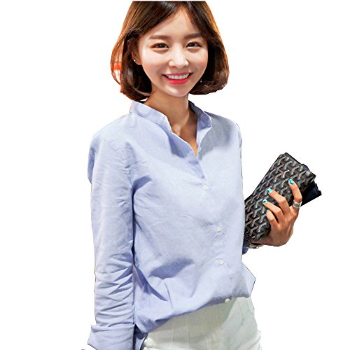 麻混 シャツ ブラウス シンプル ノーカラー レディース 長袖