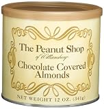 The Peanut Shop of Williamsburg Chocolate Covered Almonds, 12-Ounce Tins (Pack of 2)