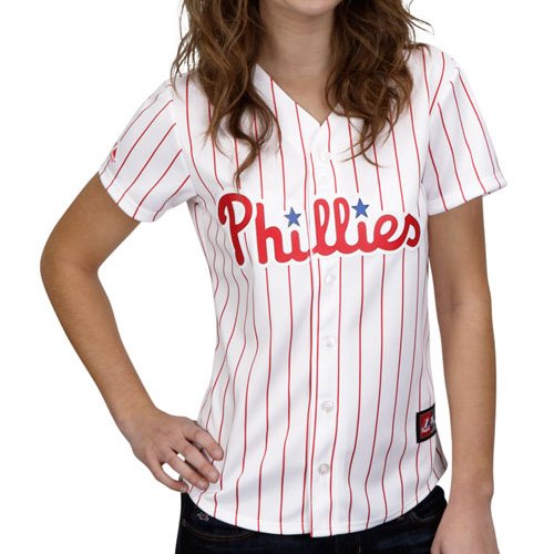 MLB Women's Philadelphia Phillies Replica Jersey,White/Scarlet,Large